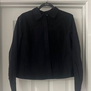 Banana Republic Black Pleated Button Front Shirt